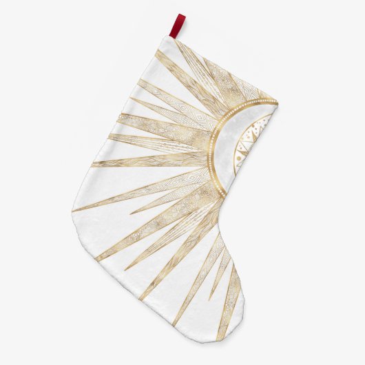 Elegant Gold Doodles Sun Moon Mandala Design Grote Kerstsok (Voorkant (Hangend))