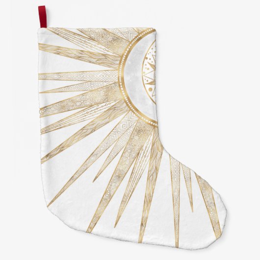 Elegant Gold Doodles Sun Moon Mandala Design Grote Kerstsok (Voorkant)