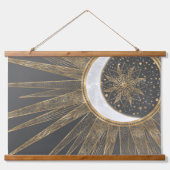 Elegant Gold Doodles Sun Moon Mandala Design Hangend Wandkleed (Voorkant)