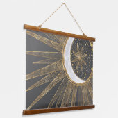 Elegant Gold Doodles Sun Moon Mandala Design Hangend Wandkleed (Gebogen)