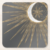 Elegant Gold Doodles Sun Moon Mandala Design Kartonnen Onderzetters (Voorkant)
