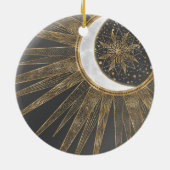 Elegant Gold Doodles Sun Moon Mandala Design Keramisch Ornament (Achterkant)