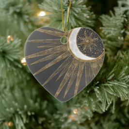 Elegant Gold Doodles Sun Moon Mandala Design Keramisch Ornament