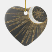 Elegant Gold Doodles Sun Moon Mandala Design Keramisch Ornament (Achterkant)