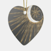 Elegant Gold Doodles Sun Moon Mandala Design Keramisch Ornament (Links)