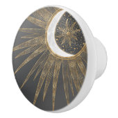 Elegant Gold Doodles Sun Moon Mandala Design Keramische Knop (Rechts)