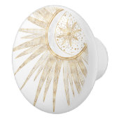 Elegant Gold Doodles Sun Moon Mandala Design Keramische Knop (Rechts)