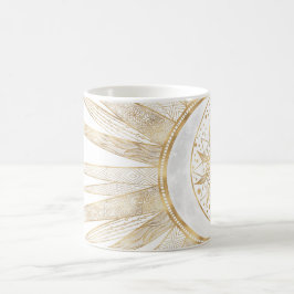Elegant Gold Doodles Sun Moon Mandala Design Koffiemok