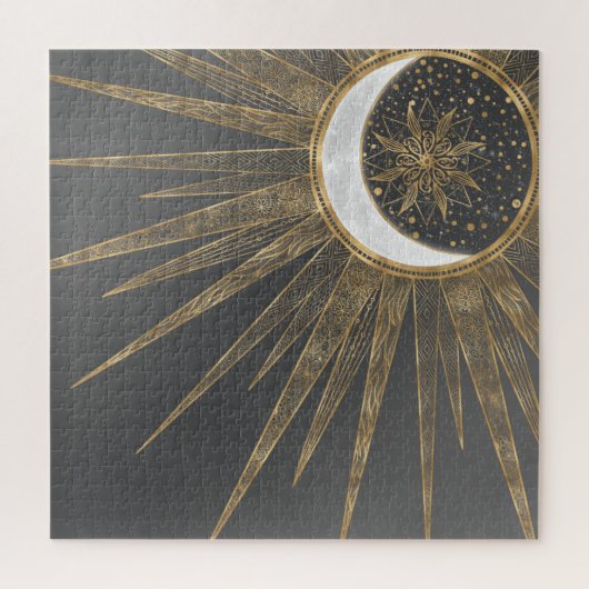 Elegant Gold Doodles Sun Moon Mandala Design Legpuzzel (Verticaal)