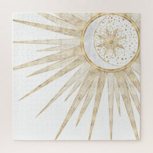 Elegant Gold Doodles Sun Moon Mandala Design Legpuzzel