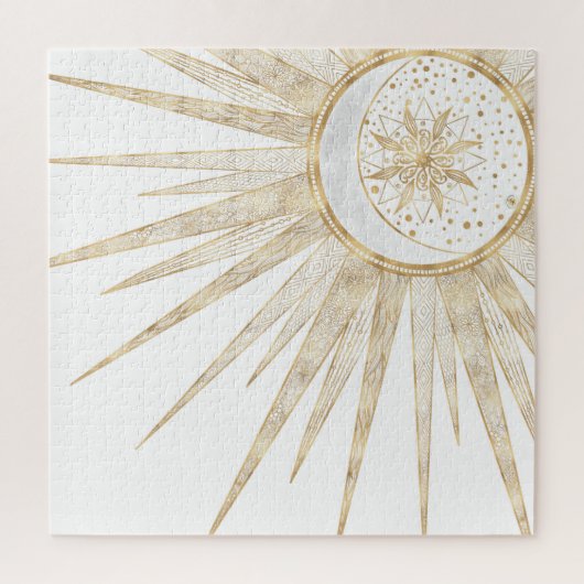 Elegant Gold Doodles Sun Moon Mandala Design Legpuzzel (Verticaal)