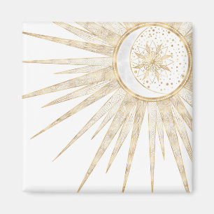 Elegant Gold Doodles Sun Moon Mandala Design Magneet