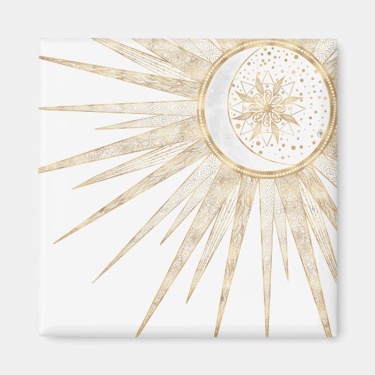 Elegant Gold Doodles Sun Moon Mandala Design Magneet (Voorkant)
