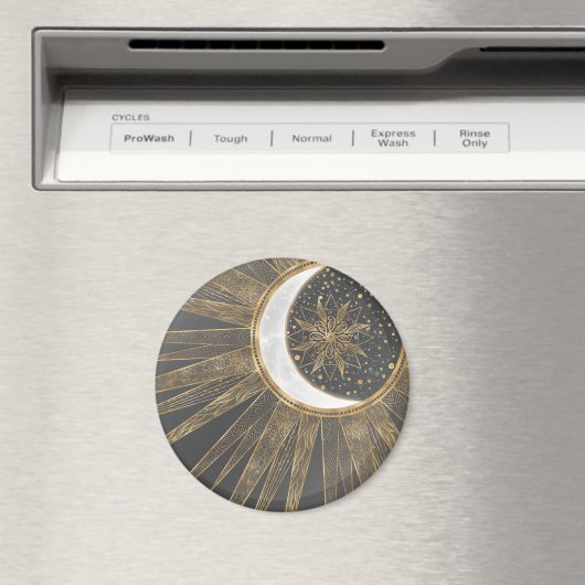 Elegant Gold Doodles Sun Moon Mandala Design Magneet (Insitu (Vaatwasser))