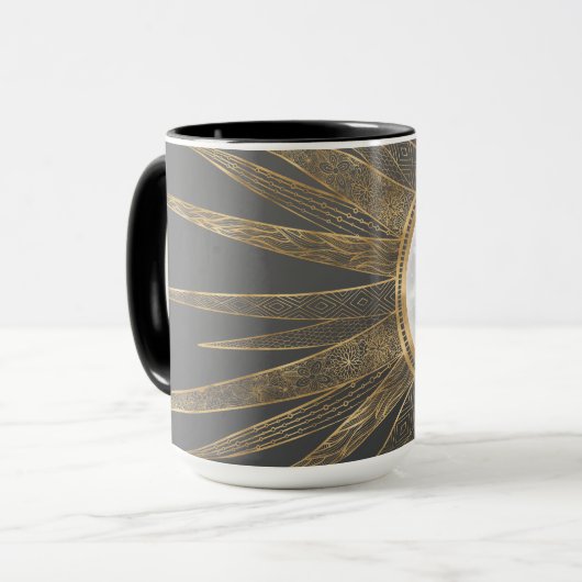 Elegant Gold Doodles Sun Moon Mandala Design Mok (Voorkant links)