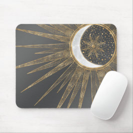 Elegant Gold Doodles Sun Moon Mandala Design Muismat