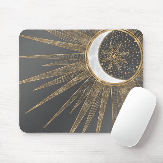 Elegant Gold Doodles Sun Moon Mandala Design Muismat (Met muis)