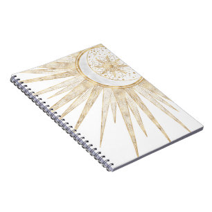Elegant Gold Doodles Sun Moon Mandala Design Notitieboek