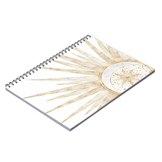 Elegant Gold Doodles Sun Moon Mandala Design Notitieboek (Linkerzijde)