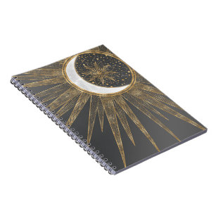 Elegant Gold Doodles Sun Moon Mandala Design Notitieboek
