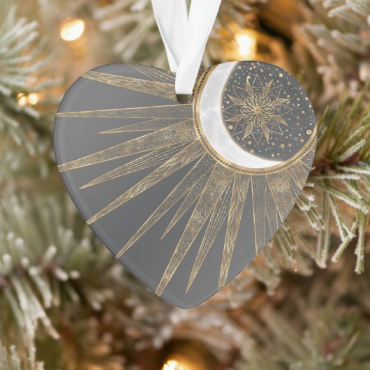 Elegant Gold Doodles Sun Moon Mandala Design Ornament (Boom)