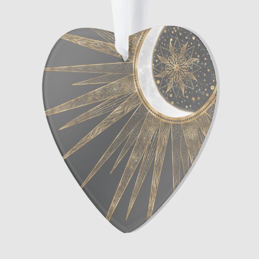 Elegant Gold Doodles Sun Moon Mandala Design Ornament (voorkant)