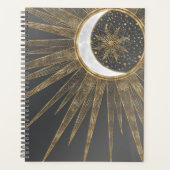 Elegant Gold Doodles Sun Moon Mandala Design Planner (Voorkant)