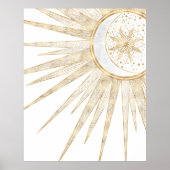 Elegant Gold Doodles Sun Moon Mandala Design Poster (Voorkant)