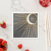 Elegant Gold Doodles Sun Moon Mandala Design Servet (Insitu)