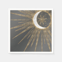Elegant Gold Doodles Sun Moon Mandala Design