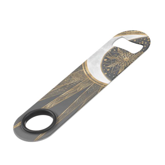 Elegant Gold Doodles Sun Moon Mandala Design Speed Flessenopener (Voorkant Gekanteld)