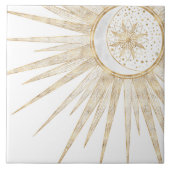 Elegant Gold Doodles Sun Moon Mandala Design Tegeltje (Voorkant)