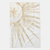 Elegant Gold Doodles Sun Moon Mandala Design Theedoek (Verticaal)