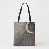 Elegant Gold Doodles Sun Moon Mandala Design Tote Bag (Voorkant)