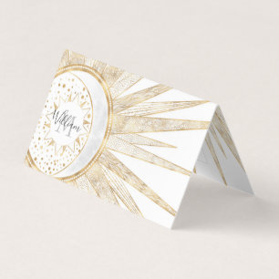 Elegant Gold Doodles Sun Moon Mandala Design Visitekaartje