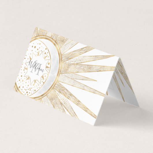 Elegant Gold Doodles Sun Moon Mandala Design Visitekaartje (Voorkant)