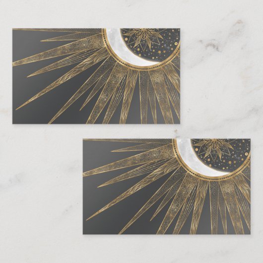 Elegant Gold Doodles Sun Moon Mandala Design Visitekaartje (Voorkant / Achterkant)