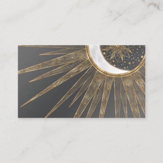 Elegant Gold Doodles Sun Moon Mandala Design Visitekaartje (Voorkant)