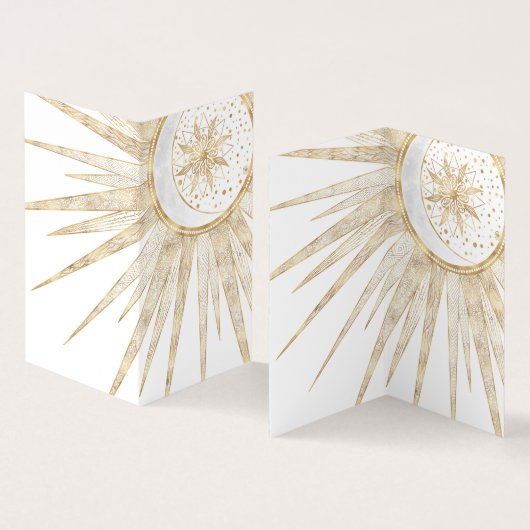 Elegant Gold Doodles Sun Moon Mandala Design Visitekaartje (Binnen en buitenkant)