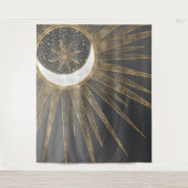 Elegant Gold Doodles Sun Moon Mandala Design Wandkleed (Voorkant)