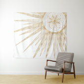 Elegant Gold Doodles Sun Moon Mandala Design Wandkleed (In Situ (horizontaal))