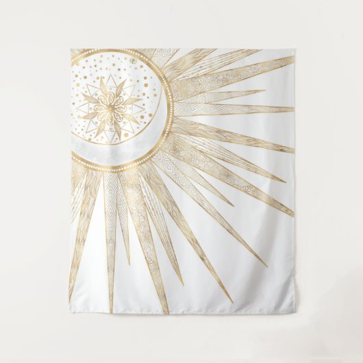 Elegant Gold Doodles Sun Moon Mandala Design Wandkleed (Voorkant)