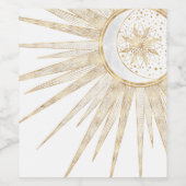 Elegant Gold Doodles Sun Moon Mandala Design Wijn Etiket (Enkel label)