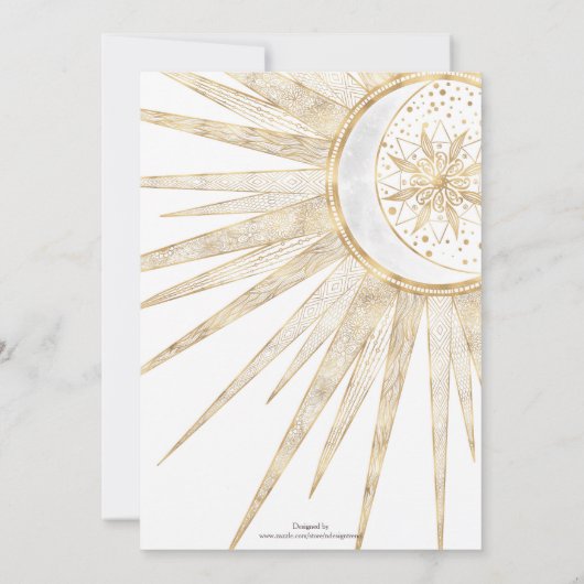 Elegant Gold Doodles Sun Moon Mandala Wedding Kaart (Achterkant)