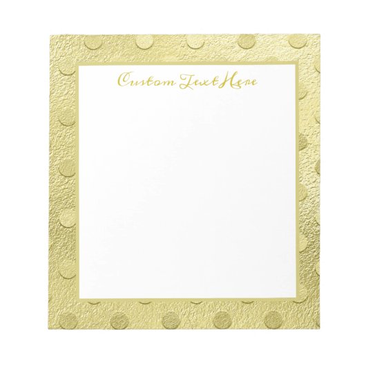 Elegant Gold Dot Pattern Glam op maat Notitieblok (Voorkant)
