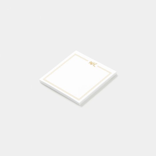 Elegant Gold Double Border Monogram Post Post-it® Notes (Schuin)