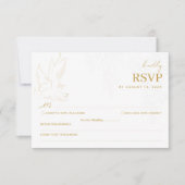 Elegant Gold Dove Wedding RSVP Card Kaartje (Voorkant)