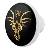 Elegant Gold Dragon Head Initiaal Keramische Knop (Rechts)