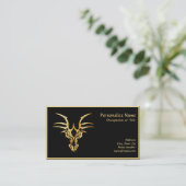 Elegant Gold Dragon Head op zwart Visitekaartje (Staand voorkant)