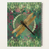Elegant Gold Dragonfly op groen met Rhinestones Planner (Achterkant)